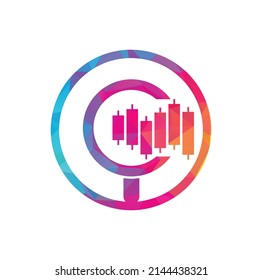 Icono del vector de diseño del logotipo de finanzas de búsqueda. Combinación de logotipo vectorial de un gráfico y un amplificador.