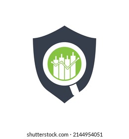 Icono del vector de diseño del logotipo de finanzas de búsqueda. Combinación de logotipo vectorial de un gráfico y un amplificador.