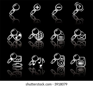 Search & Find 1 White icons set on black background