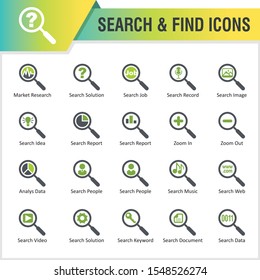 Search and find icon set, find image, jib, web, idea, solution and find other
