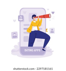 Search to find interesting people around you flat illustration