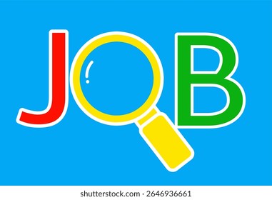 search, find for job simple icon. suitable for job vacancy provider website. Red blue green yellow color.