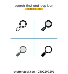 search, find, and loop icon