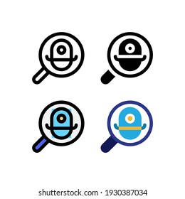 Search and Find Robot Machine Icon, Logo, and illustration Vector