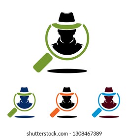 Search Find Spy Cowboy Detective Magnifying Glass Logo