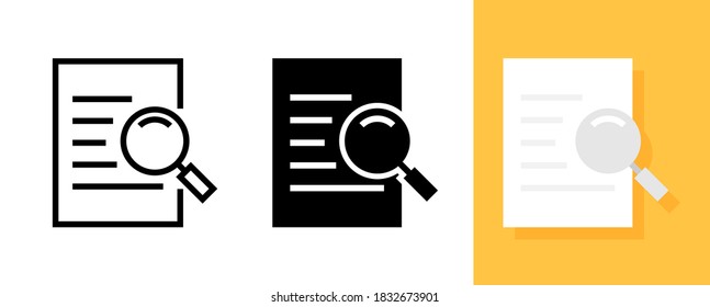 Search Flat icon, Document searching icon, Vector and Illustration.