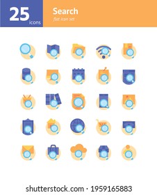 Search flat icon set. Vector and Illustration.