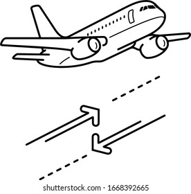 Search flights round trip. Vector outline icon.