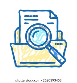 search folder doodle icon sketch vector. search folder sign. isolated symbol illustration