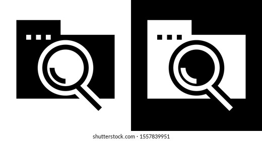 Search Folder. Glyph Icon in White and Black Version.