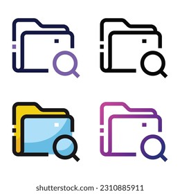 Diseño de icono de carpeta de búsqueda en cuatro colores de variación