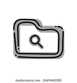 search folder icon hand draw style black color