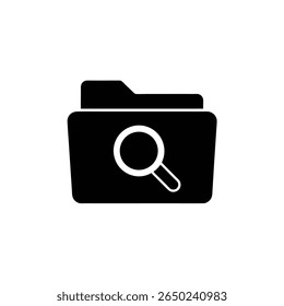 Search Folder Icon Magnifying Glass on File Folder Vector Illustration