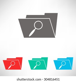 Search Folder Icon. Set of varicolored icons.