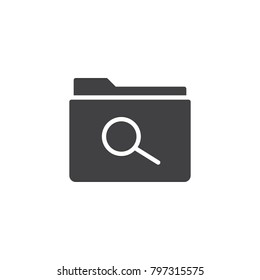 Search folder icon vector, filled flat sign, solid pictogram isolated on white. Symbol, logo illustration.