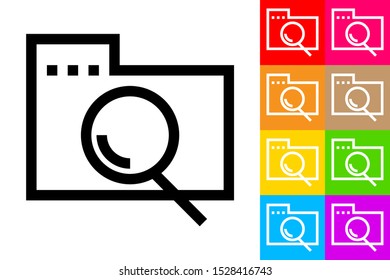 Search Folder. Line Icon With Different Color Background.