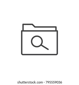 Search folder line icon, outline vector sign, linear style pictogram isolated on white. Symbol, logo illustration. Editable stroke