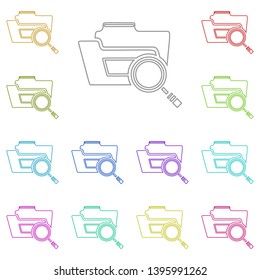 Search Folder multi color icon. Simple thin line, outline vector of web icons for UI and UX, website or mobile application