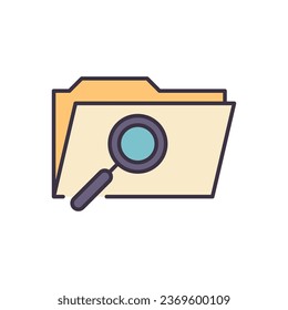 Icono de vector relacionado con la carpeta de búsqueda. Aislado sobre fondo blanco. Ilustración del vector