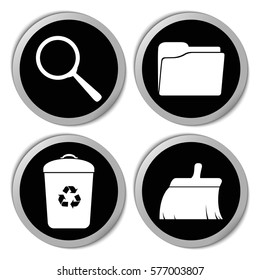 Search folder trash bin icons - vector stickers  set