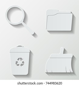 Search folder trash bin icons - paper  set
