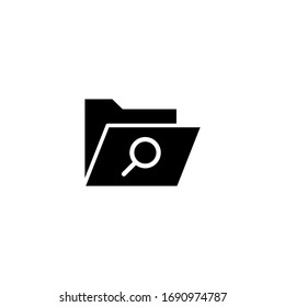 Search in folder vector icon in black solid flat design icon isolated on white background