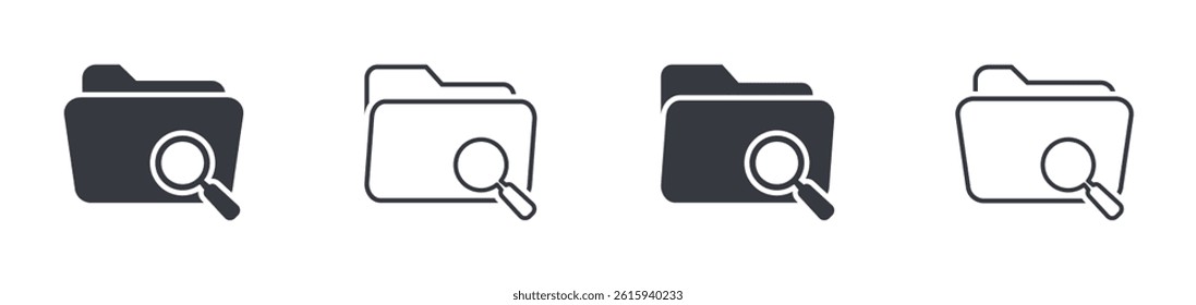 Search folder vector icons set. Search folder icon