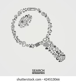 Search in the form of icons sets. Search icon many. Vector illustration