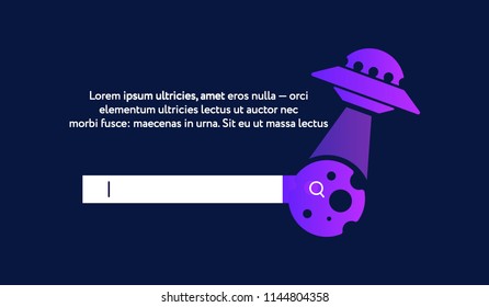 Search form. UFO gradient colored sign.  Color and input form. Abstract background. Vector Illustration UI UX Design with Text Box and input search Button Template