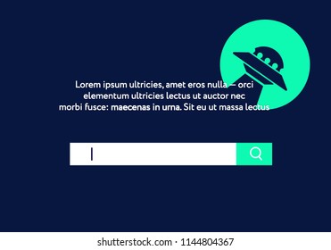 Search form. UFO gradient colored sign.  Color and input form. Abstract background. Vector Illustration UI UX Design with Text Box and input search Button Template