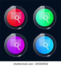 Search four color glass button ui ux icon. Glossy app icon logo vector