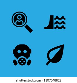search, gas mask, leaf and dam icons vector in sample icon set for web and graphic design