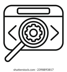 Search gear api icon outline vector. Internet hosting. Html script