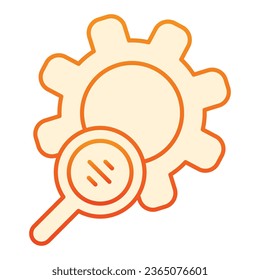 Search gears flat icon. Magnifier and development orange icons in trendy flat style. Settings gradient style design, designed for web and app. Eps 10