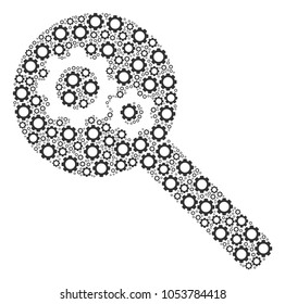 Search Gears Tool mosaic of cogwheels. Vector tooth gear items are united into search gears tool composition.