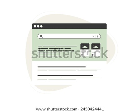 Search Generative Experience - SGE uses generative AI to deliver dynamic, personalized search results for an enhanced search experience. Vector illustration, isolated on white background with icons