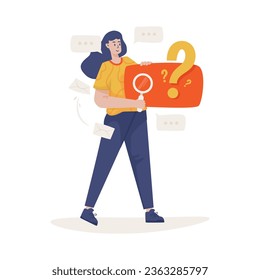 Search generic question on FAQ information website page illustration