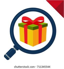 Search gift box icon ,vector illustration
