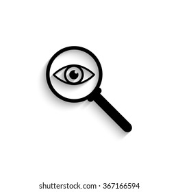 Search glass - black vector  icon with shadow