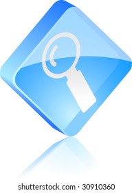 Search glass button. Vector illustration.