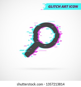 Search Glass Glitch Art Vector Icon.