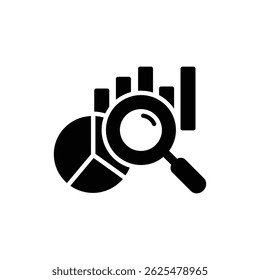 Search Glass Over Pie Chart - Business Analytics and Market Research Concept