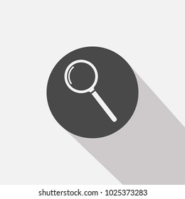 search glass vector icon in gray circle with flat shadow