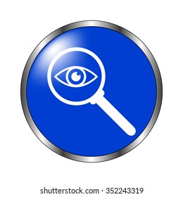 Search glass - vector icon on the blue button