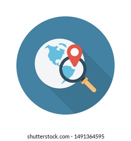 search global glyph flat vector icon