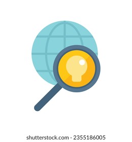 Search global idea icon flat vector. Business solution. Think success isolated