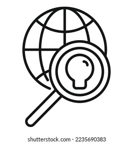 Search global idea icon outline vector. Business solution. Think success