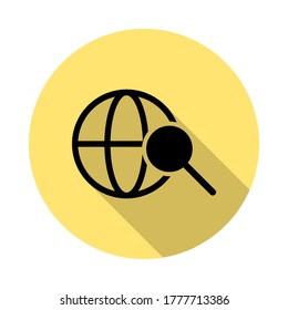 search, global simple vector icon in long shadow style
