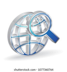 Search Globe 3d Glossy Vector Icon Design