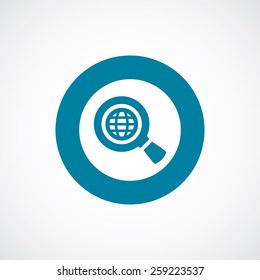 search globe icon bold blue circle border, white background  
